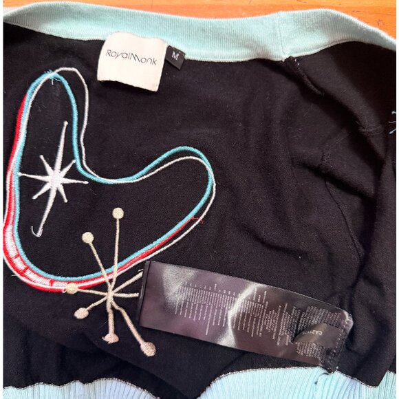 Bowling Retro 50s Vintage Design Rockabilly V-Neckline Black Cardigan Atomic Med - Picture 6 of 6